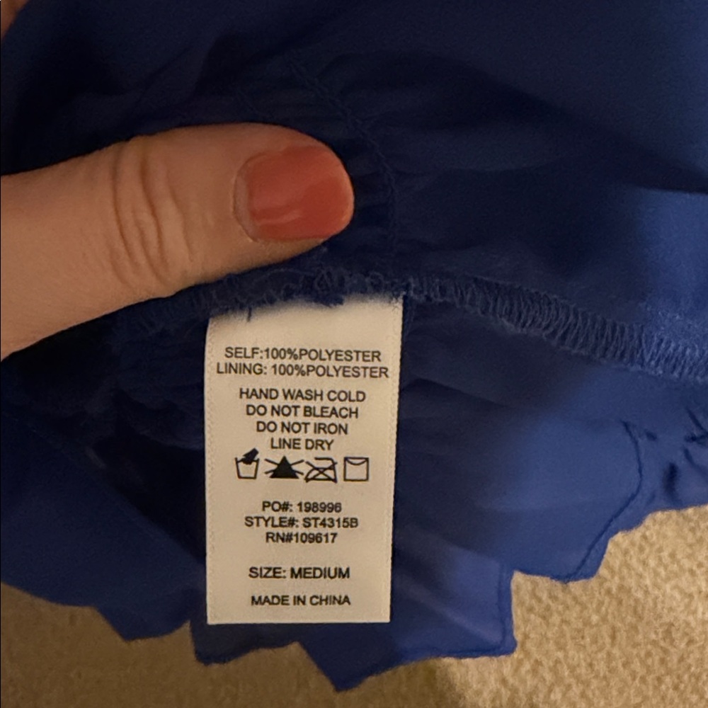 Shinestar Deep Blue V-Neck Blouse - Picture 3 of 4